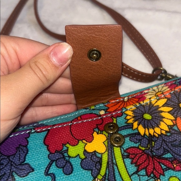 Sakroots Multicolor Floral butterfly vibrant colorful Crossbody Wallet Bag - Picture 4 of 9